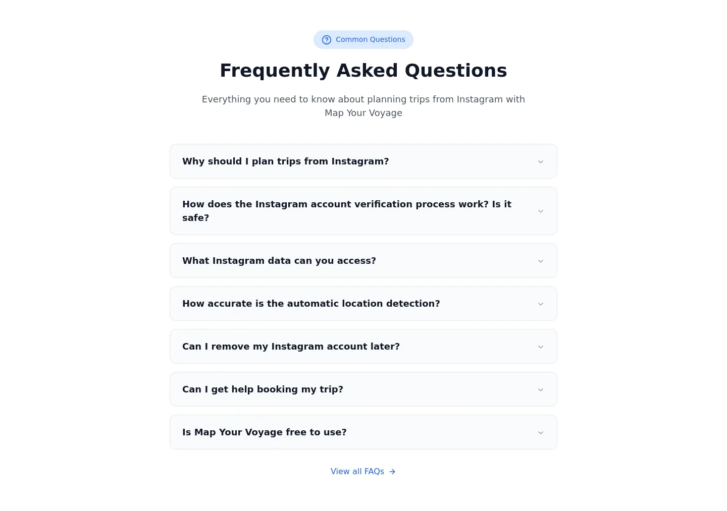 mapyourvoyage.com FAQ section