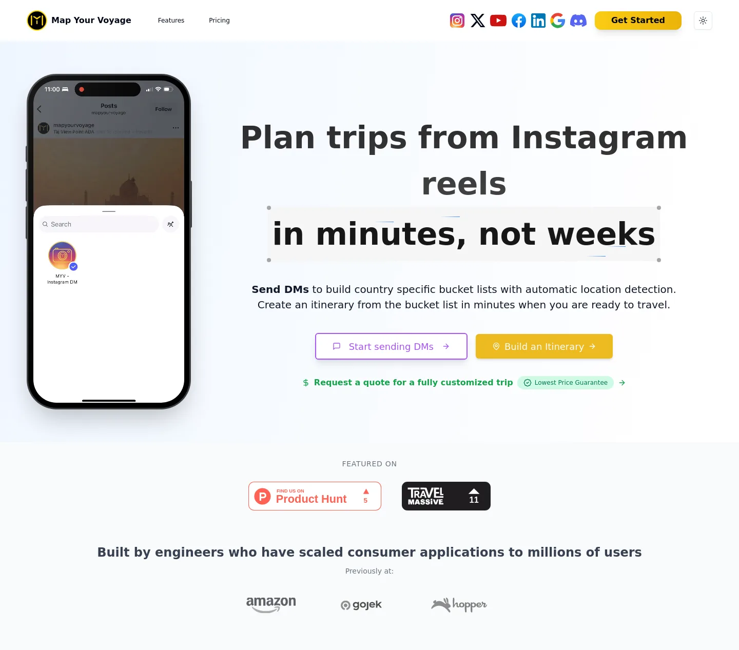 mapyourvoyage.com — a measured funnel