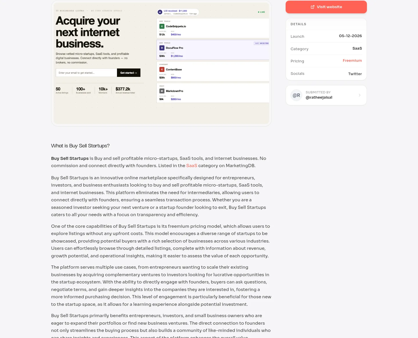 marketingdb.live — a real FAQ section