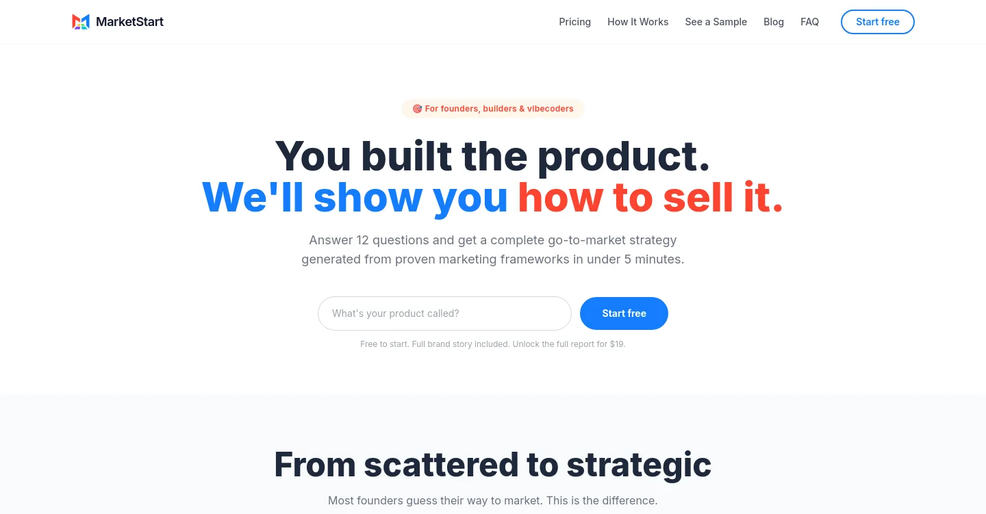 marketstart.co — a measured funnel