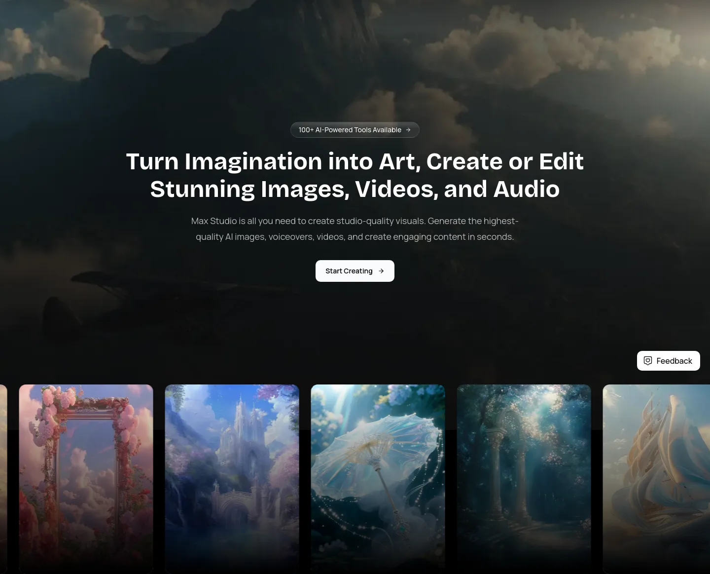 maxstudio.ai Hero section
