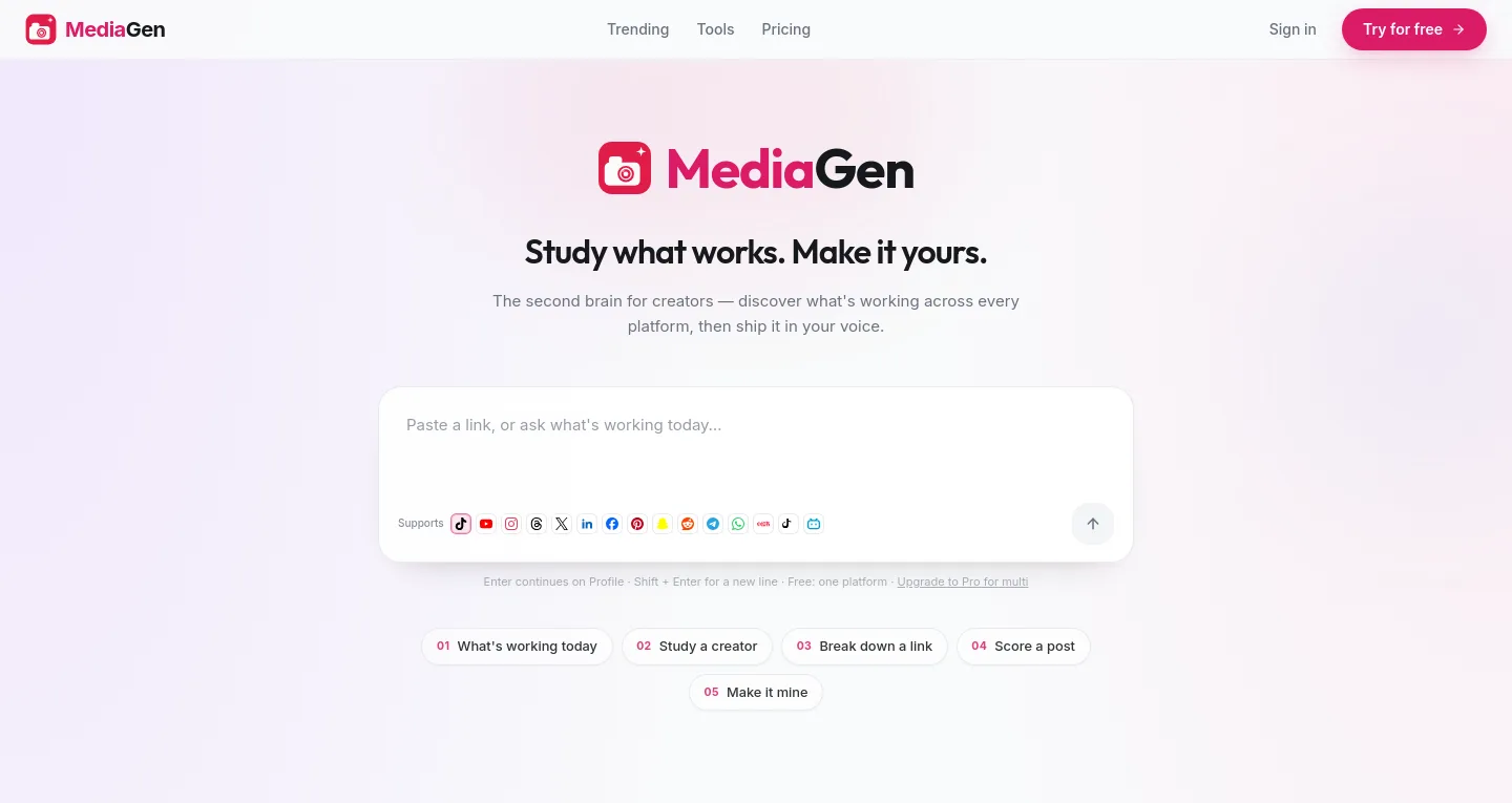 mediagen.fun — a measured funnel