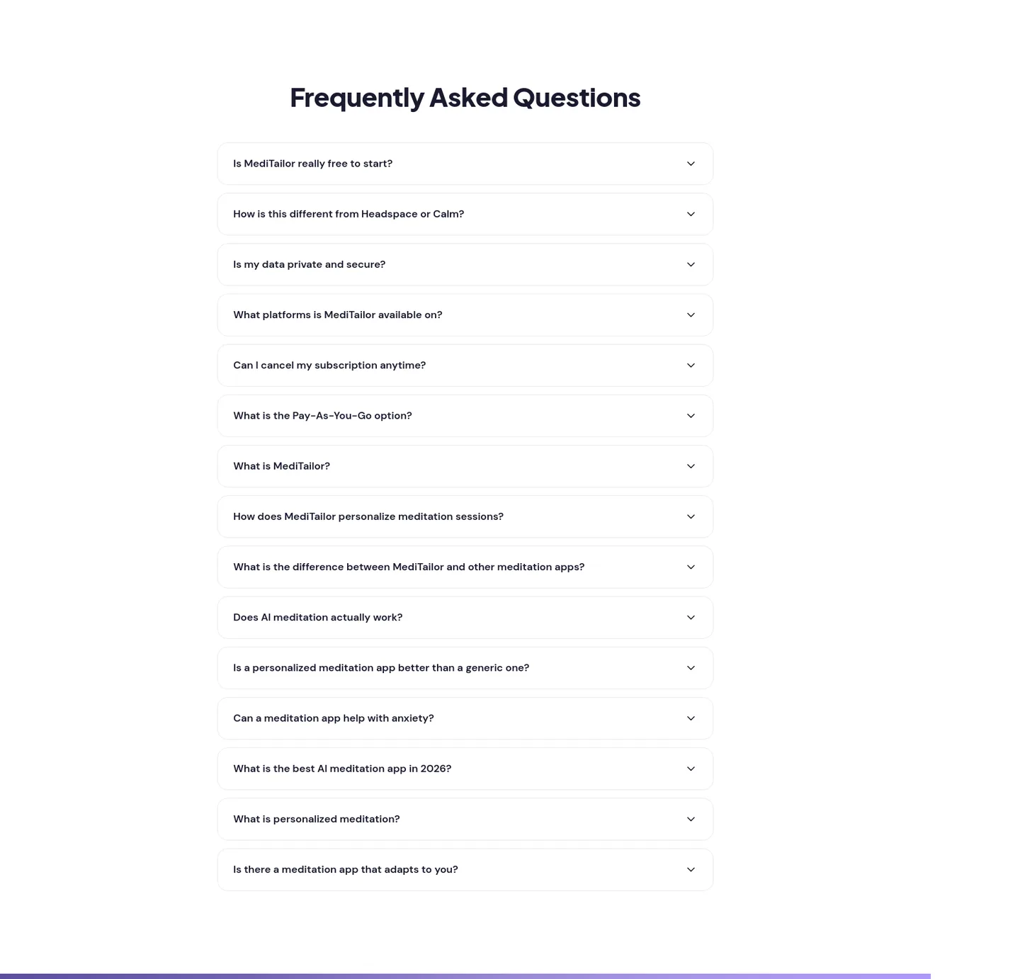 meditailor.app FAQ section