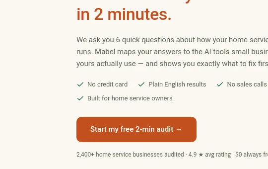 No credit card element from meetmabel.ai