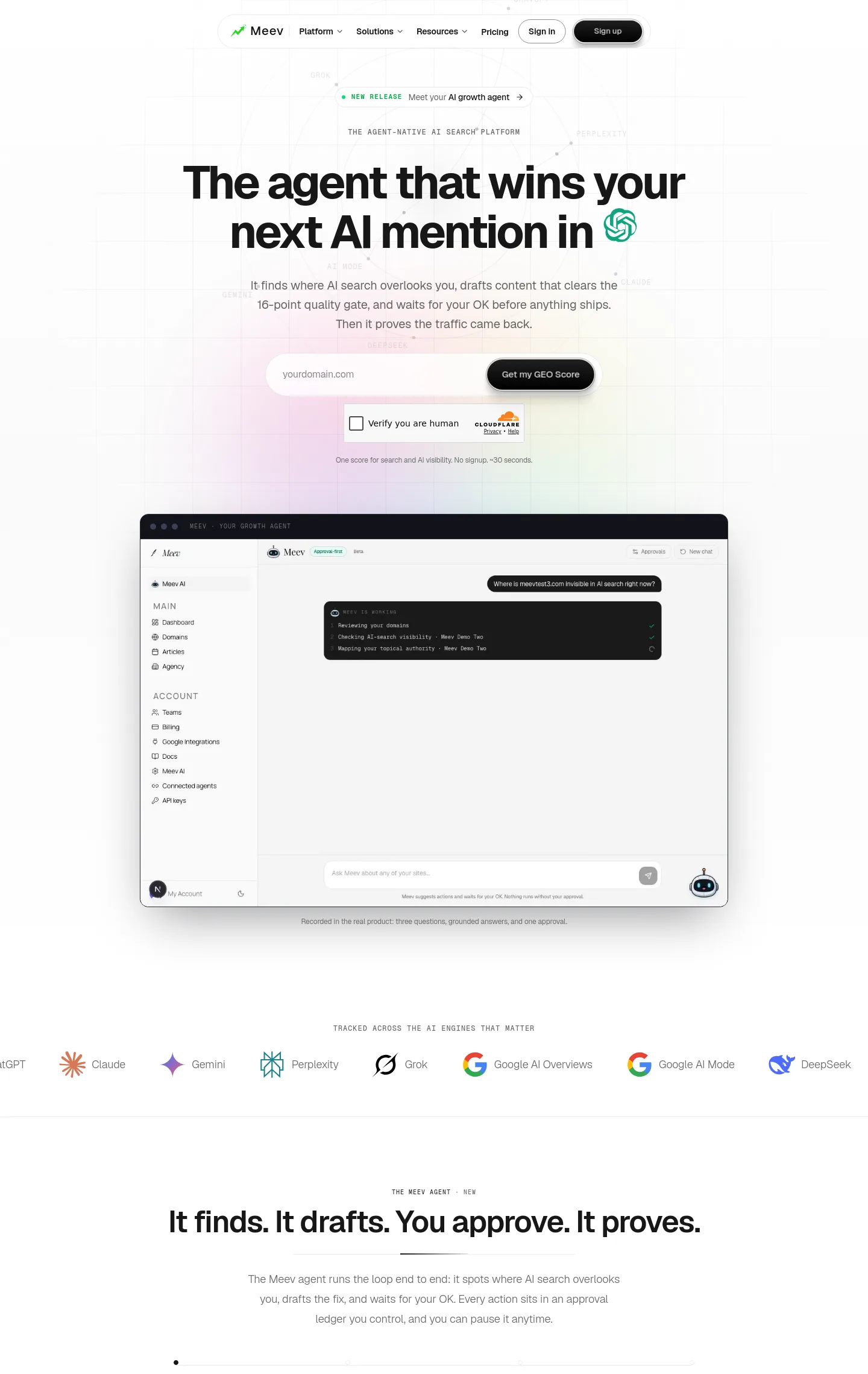 meev.ai Hero section