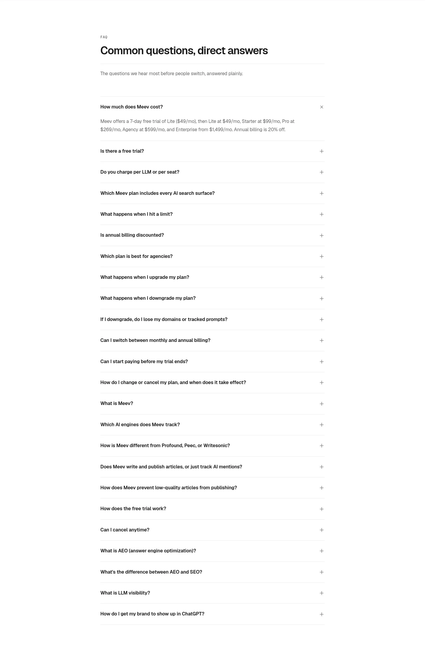 meev.ai FAQ section