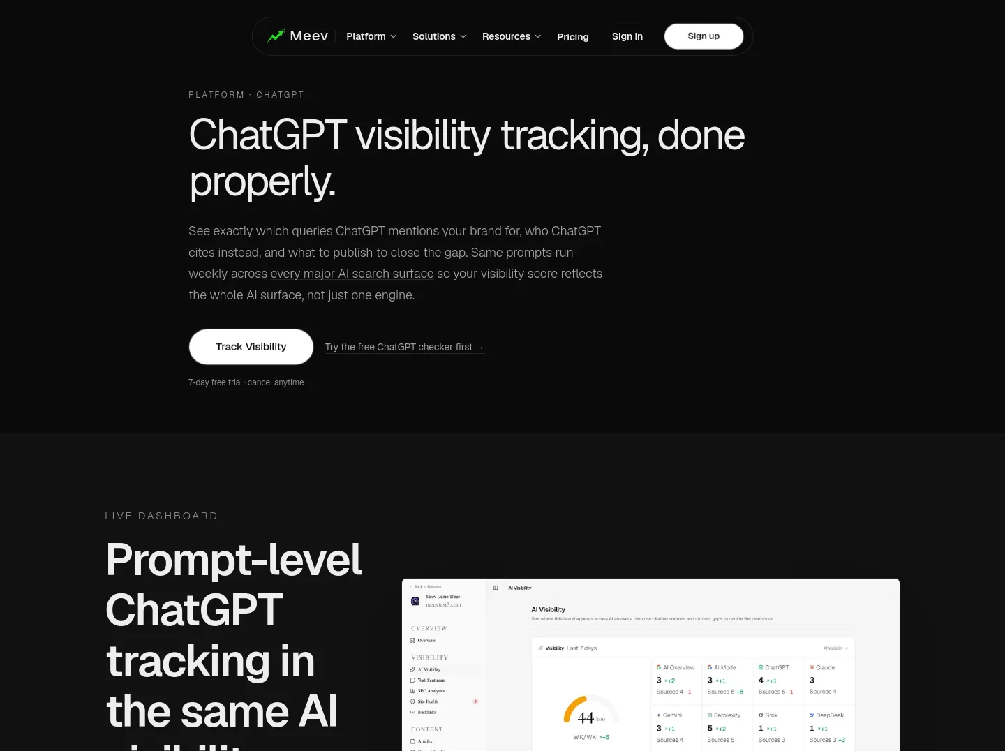 meev.ai — a real Hero section