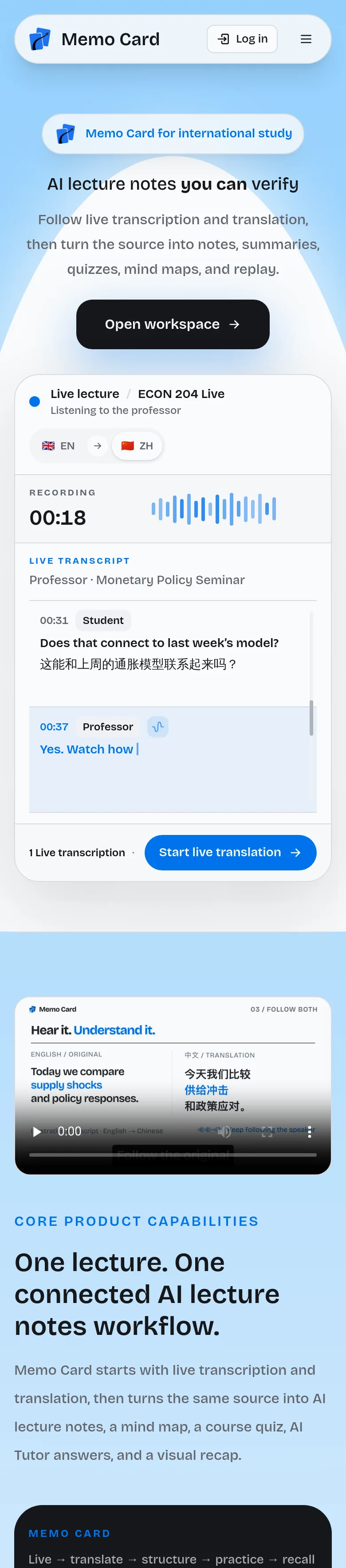 memocard.com — a measured funnel