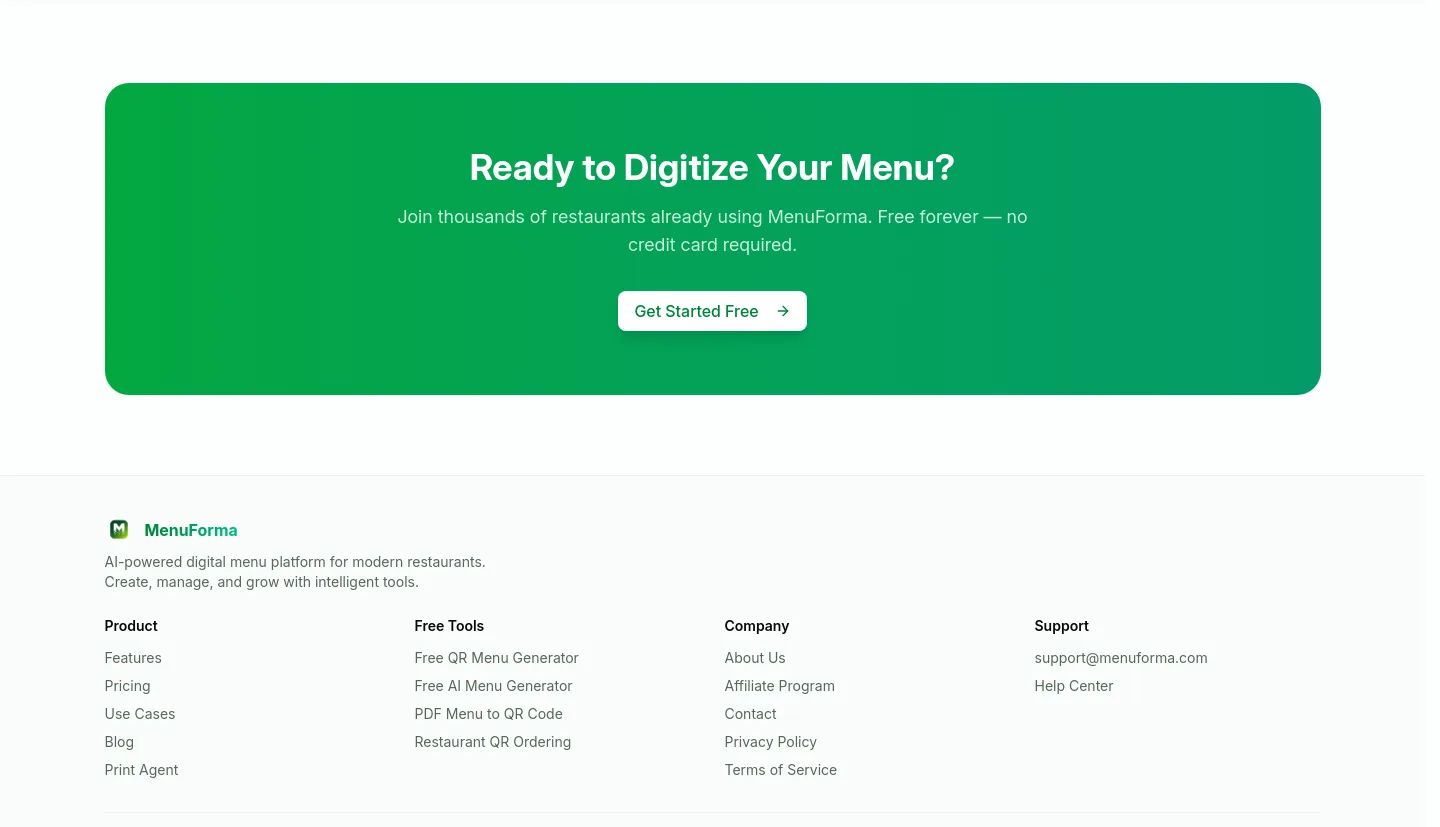 menuforma.com CTA section