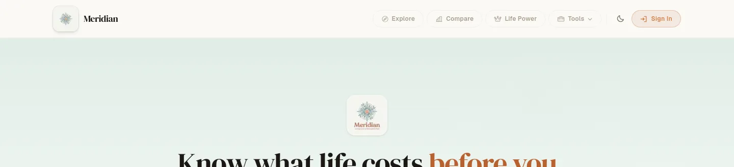 meridianworld.app — a measured funnel