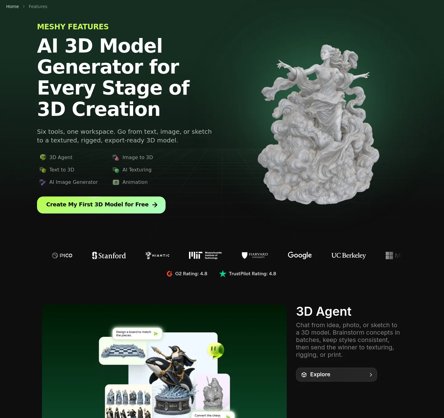 meshy.ai Hero section