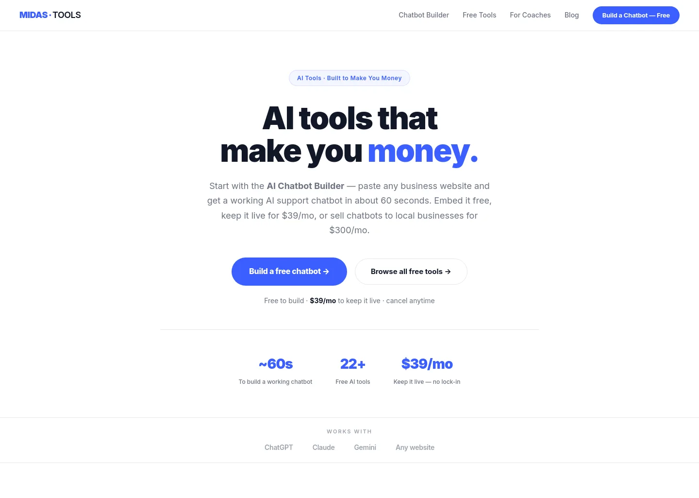 midastools.co — a measured funnel