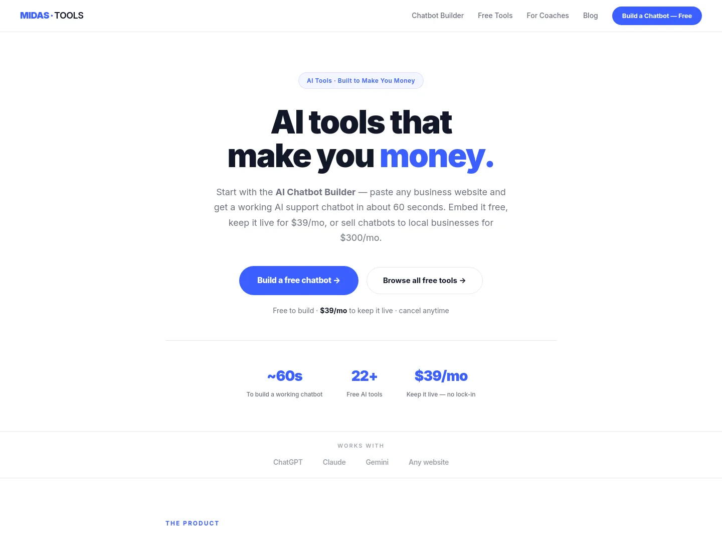 midastools.co — a measured funnel