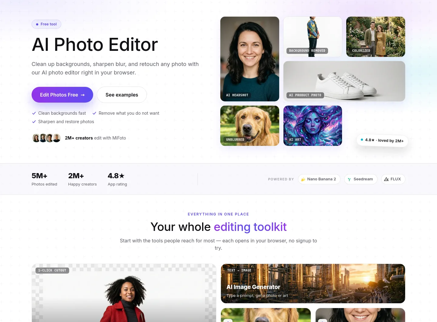 mifoto.ai Hero section