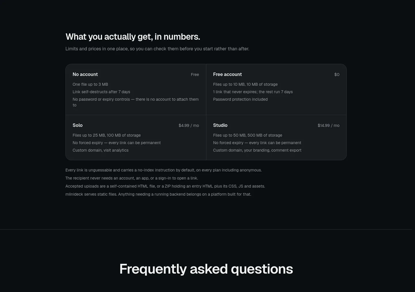miinideck.com — Pricing