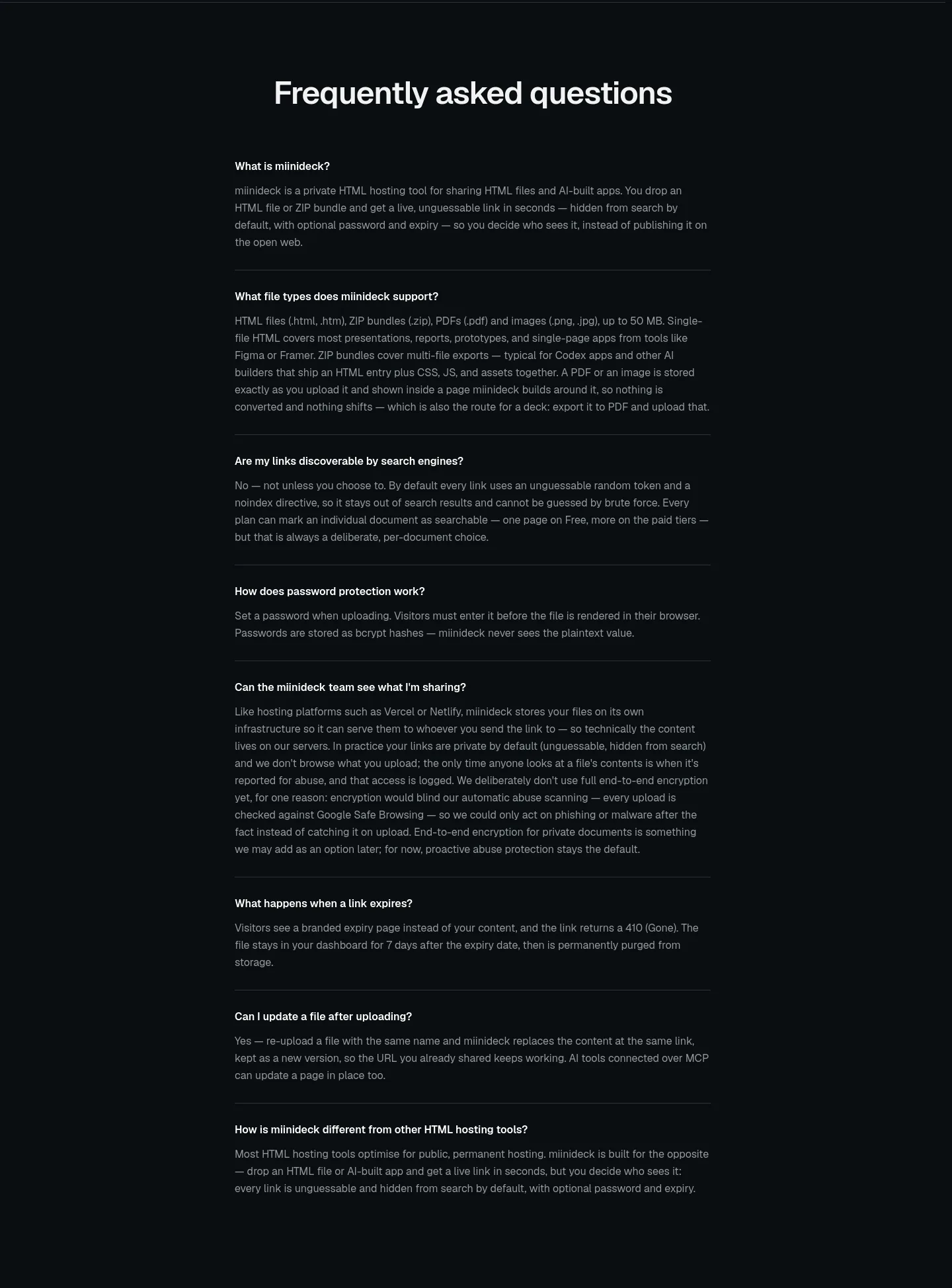 miinideck.com — FAQ