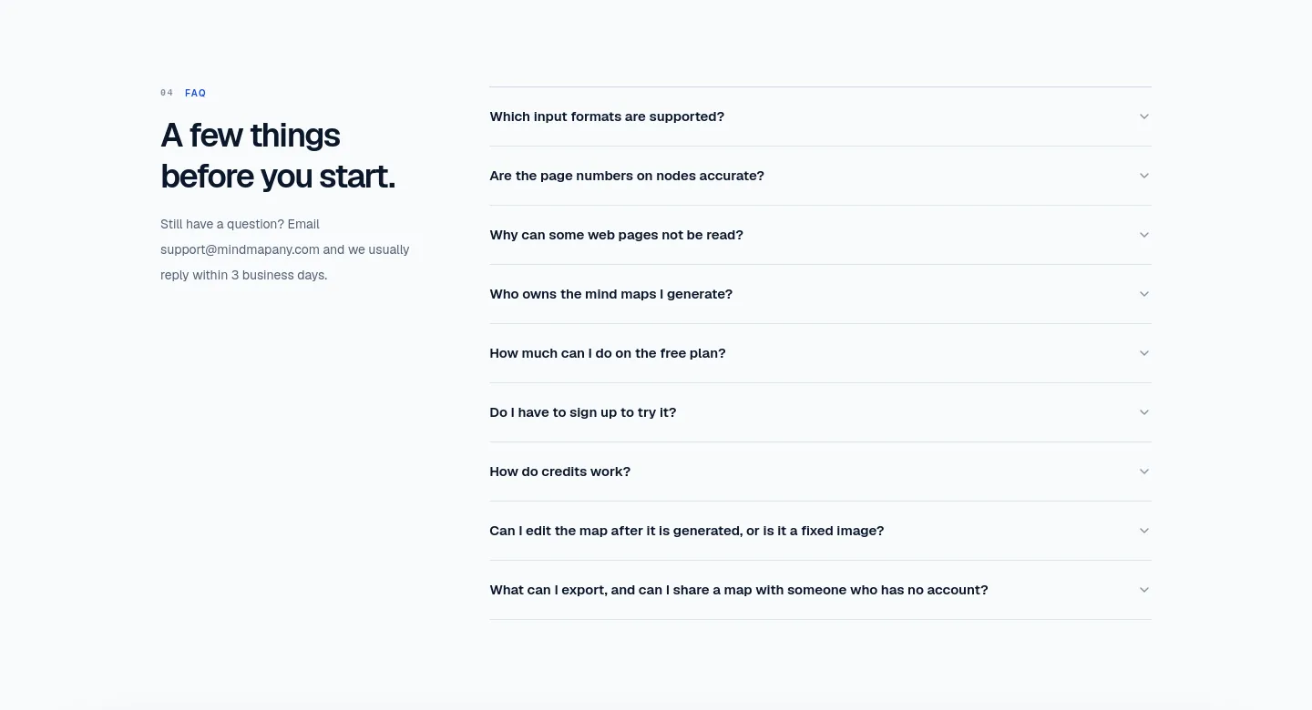 mindmapany.com — FAQ