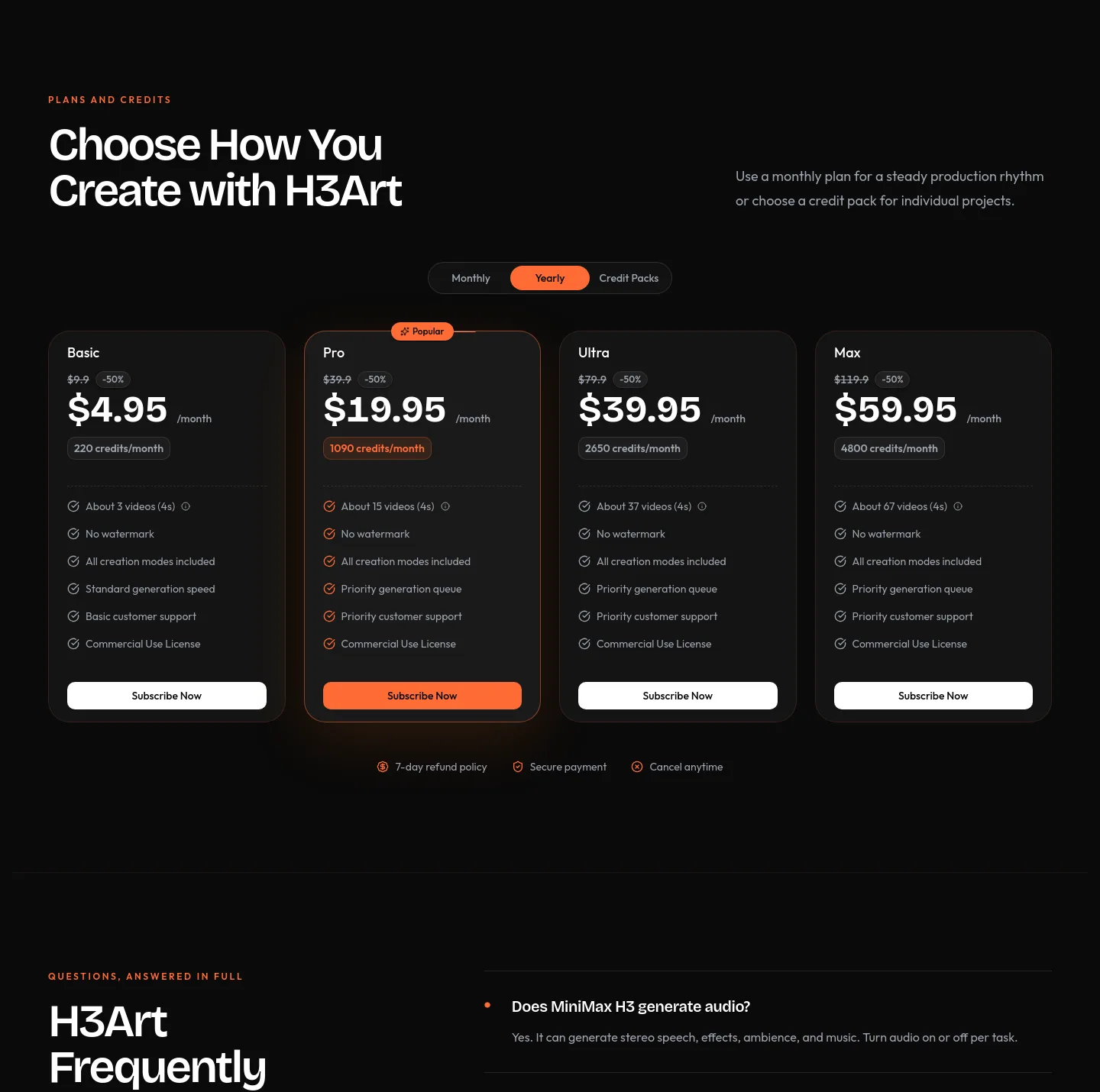 minimax-h3.art — Pricing