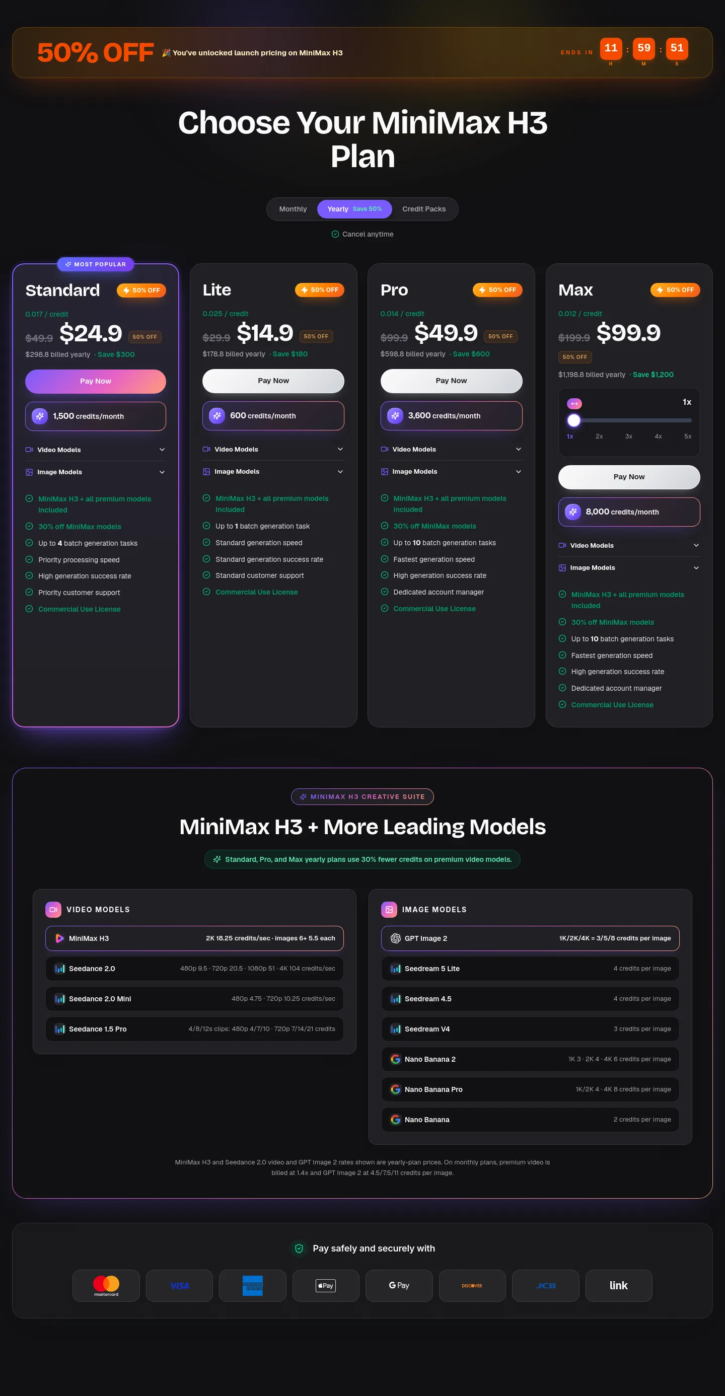 minimaxh3.ai — Pricing