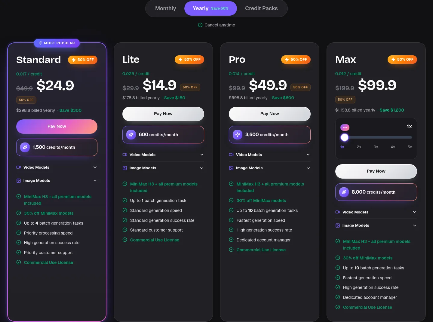 minimaxh3.ai Pricing section
