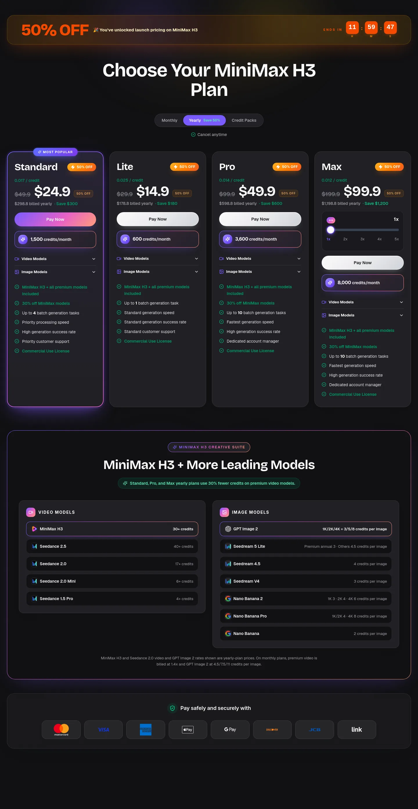 minimaxh3.ai — Pricing