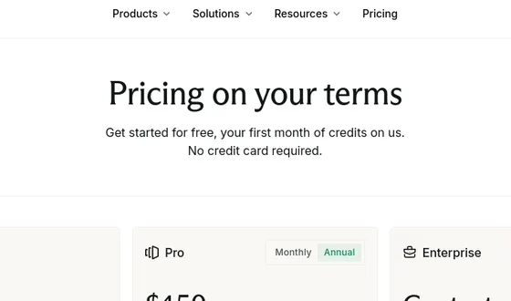 No credit card element from mintlify.com