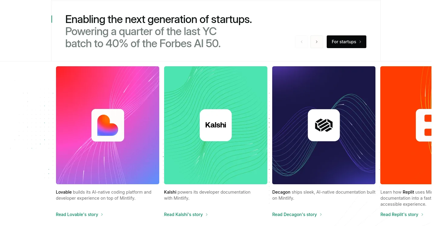 mintlify.com Logo Wall section
