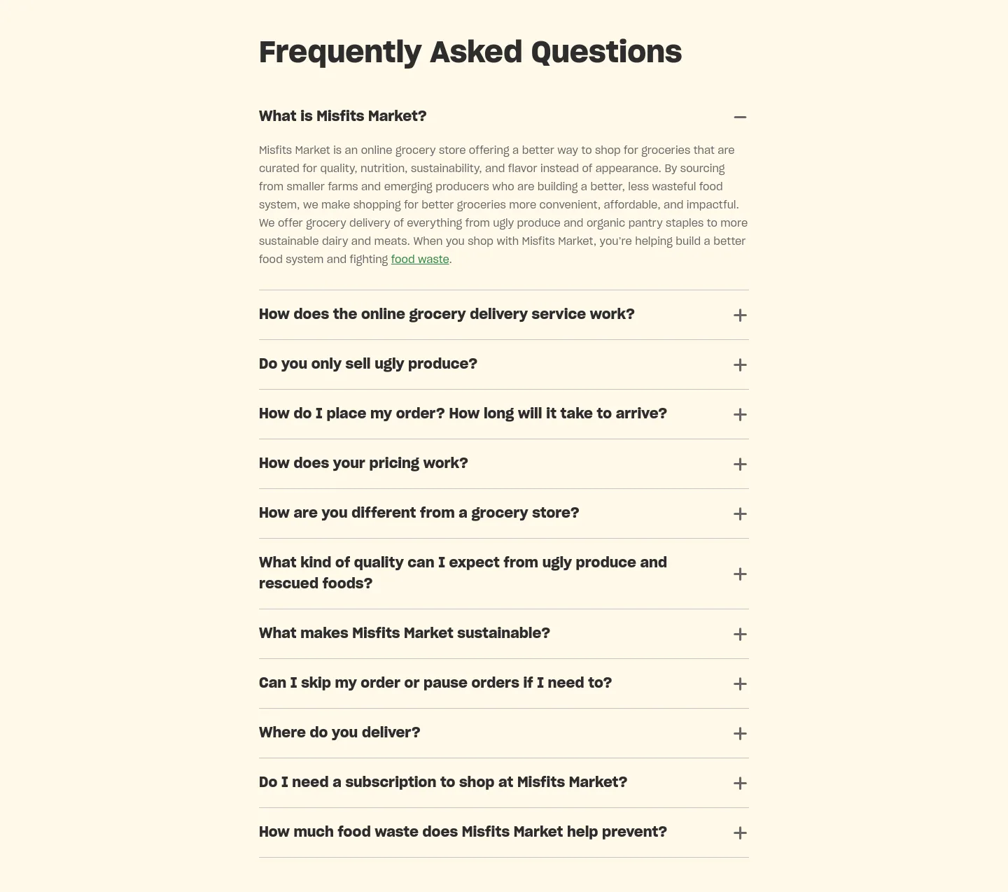 misfitsmarket.com FAQ section