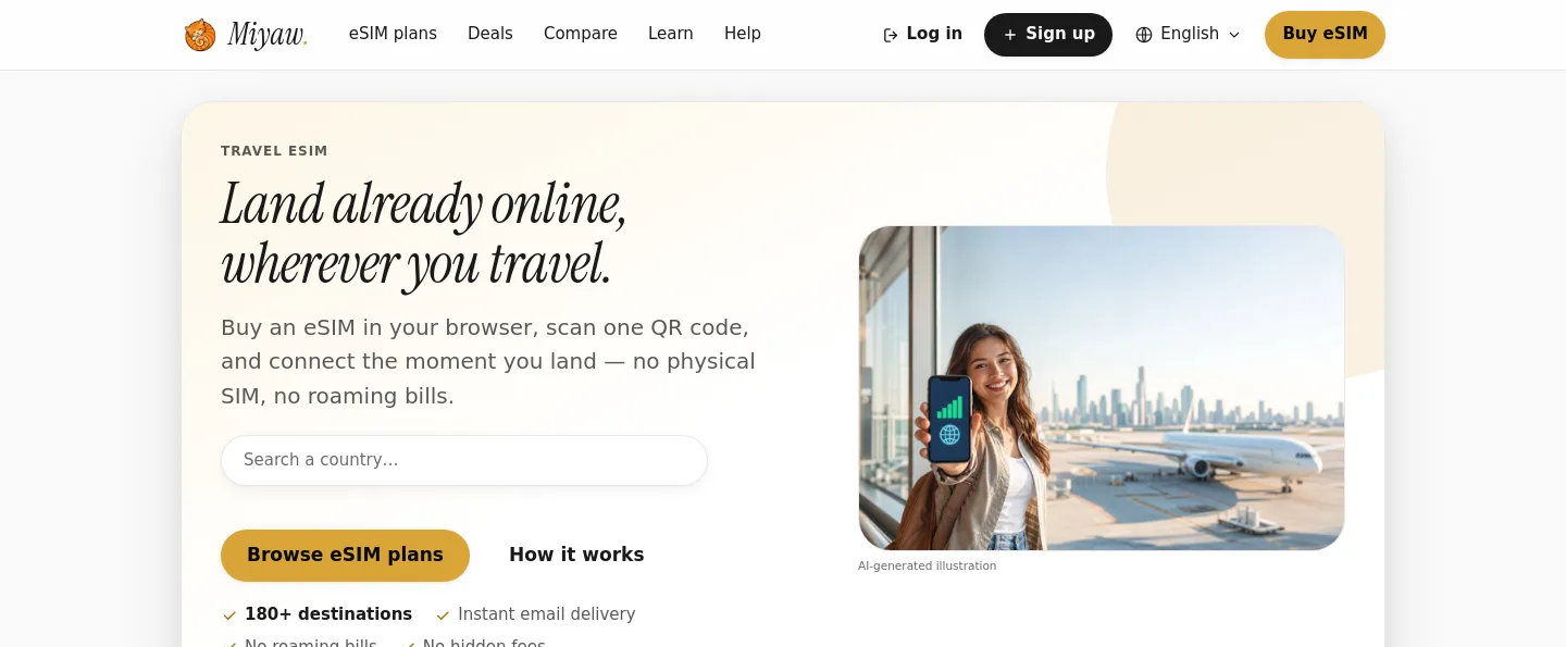 miyawesim.app — a measured funnel