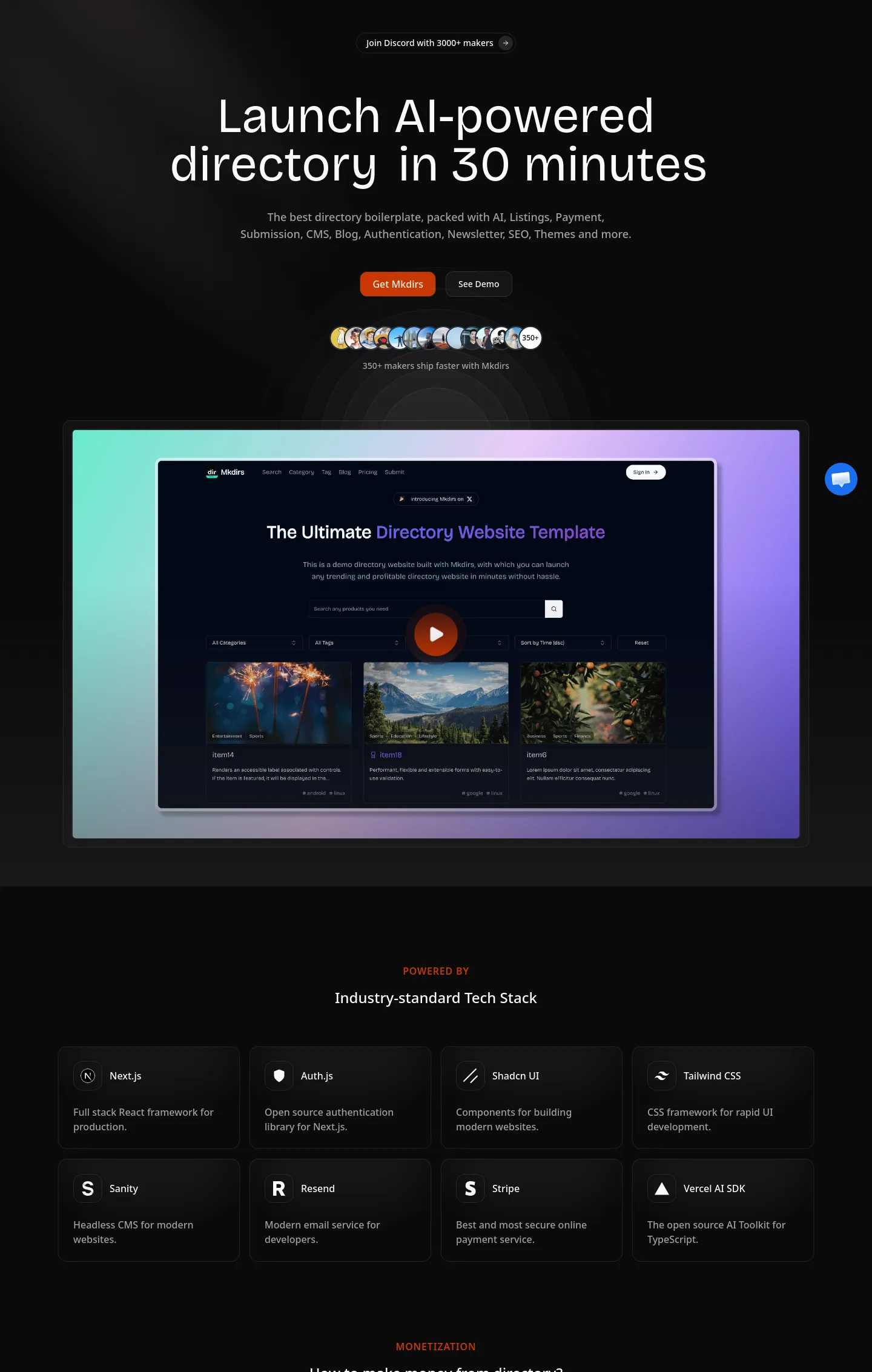 mkdirs.com Hero section