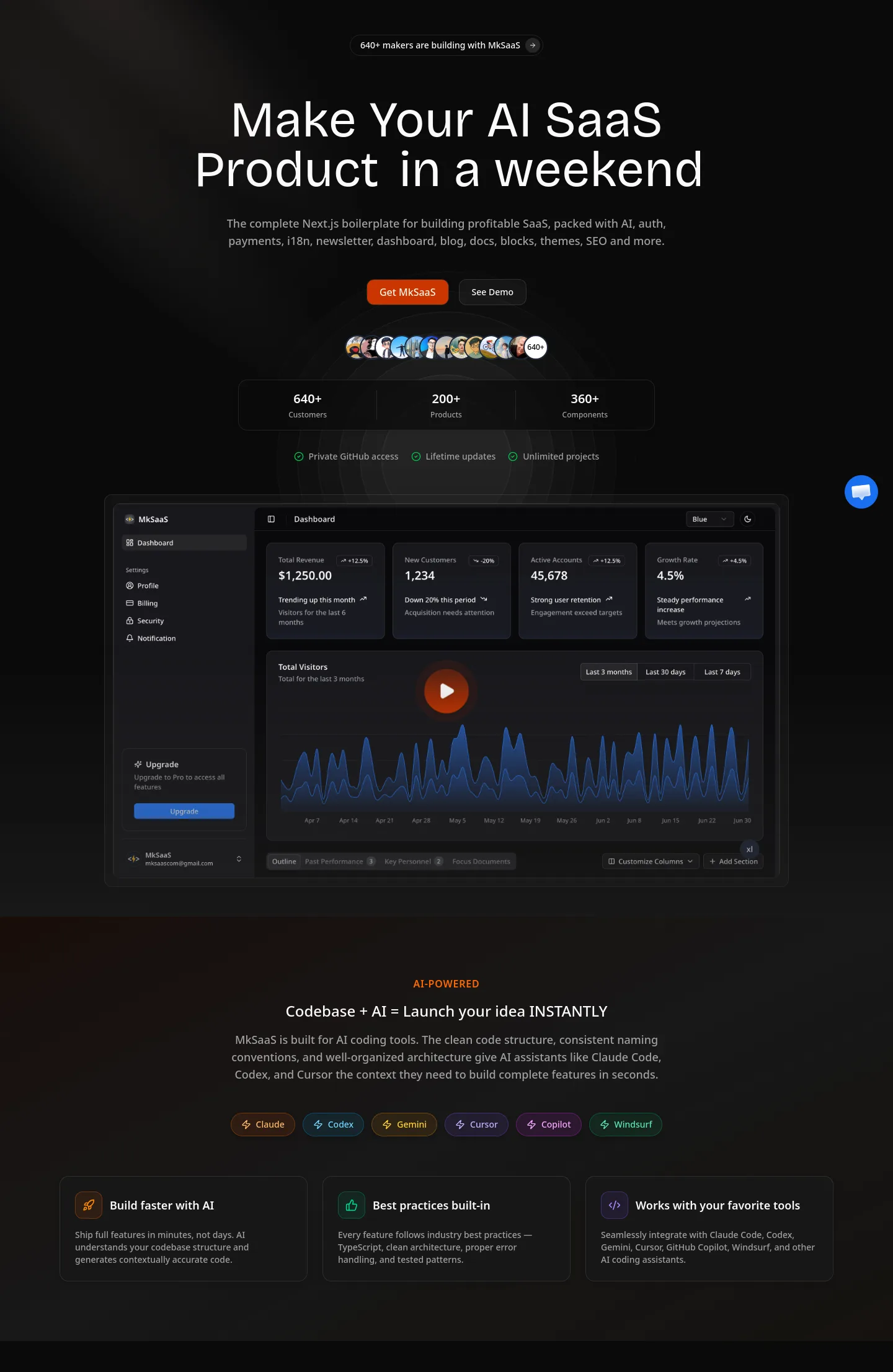mksaas.com Hero section