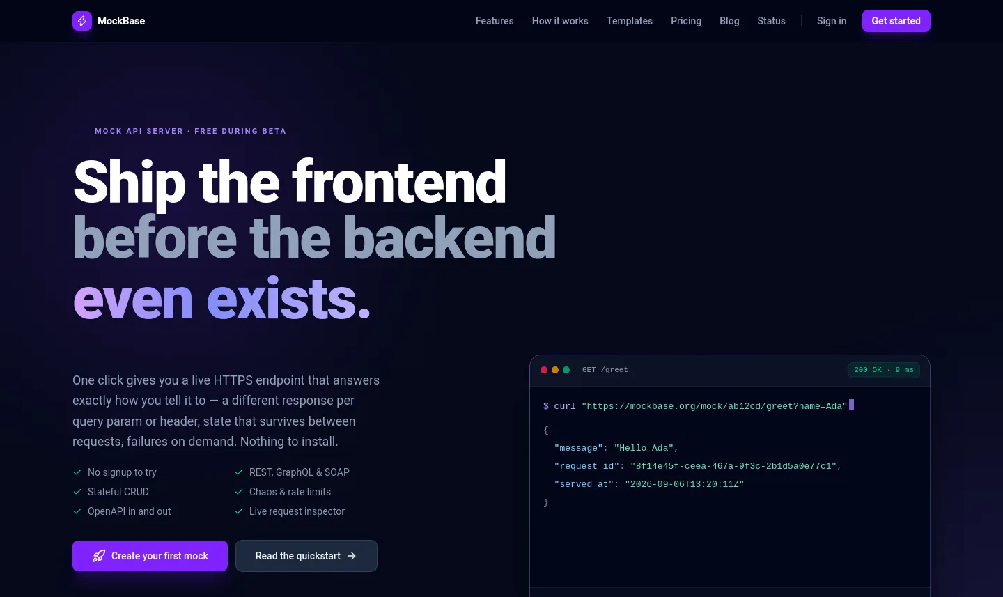 mockbase.org — a measured funnel