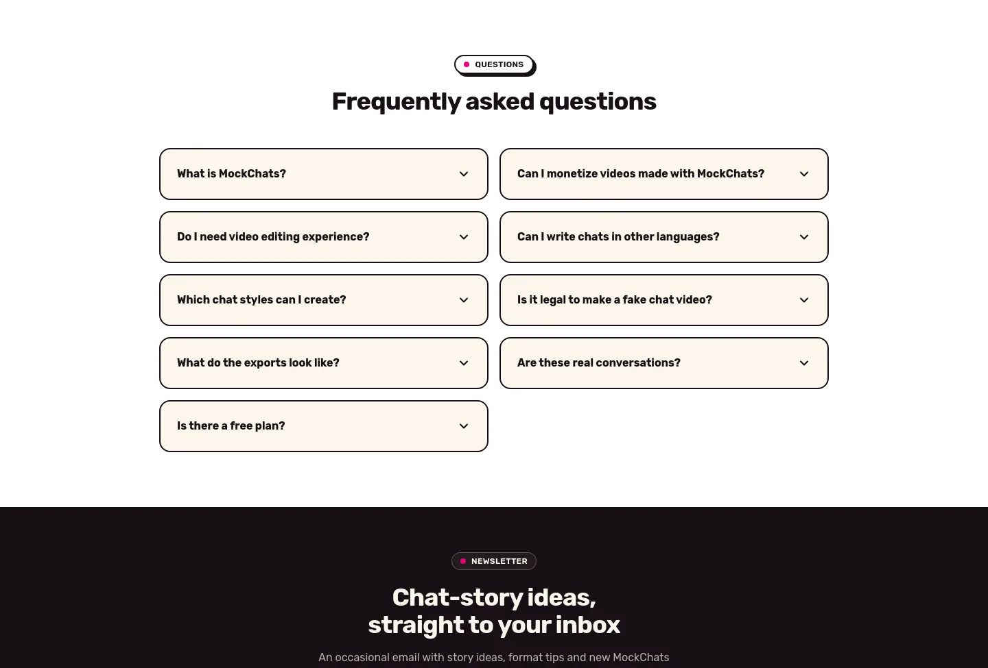 mockchats.com FAQ section