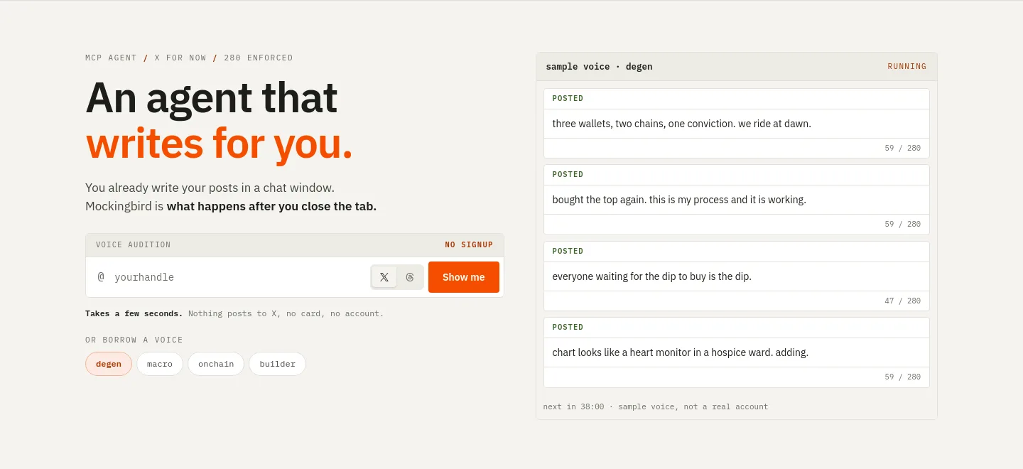 mockingbirdapp.xyz — Hero