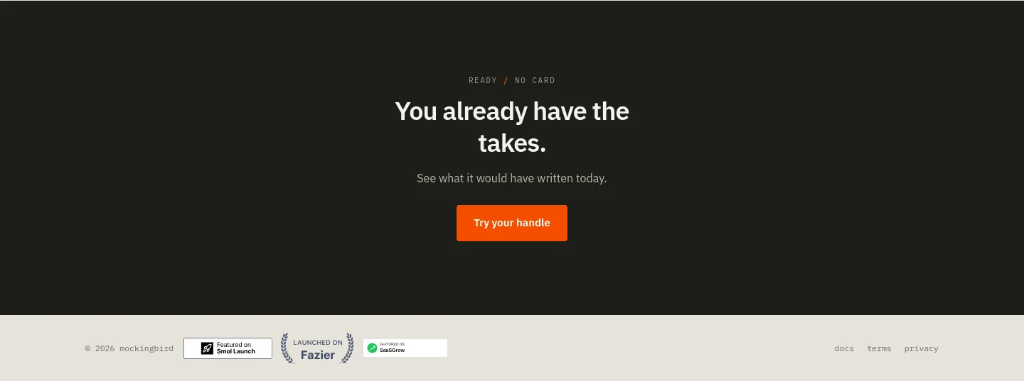 mockingbirdapp.xyz — CTA