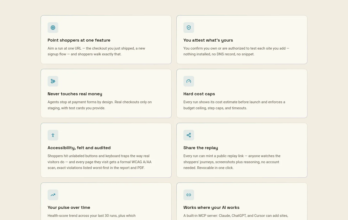 mocktomer.ai — a real Features section