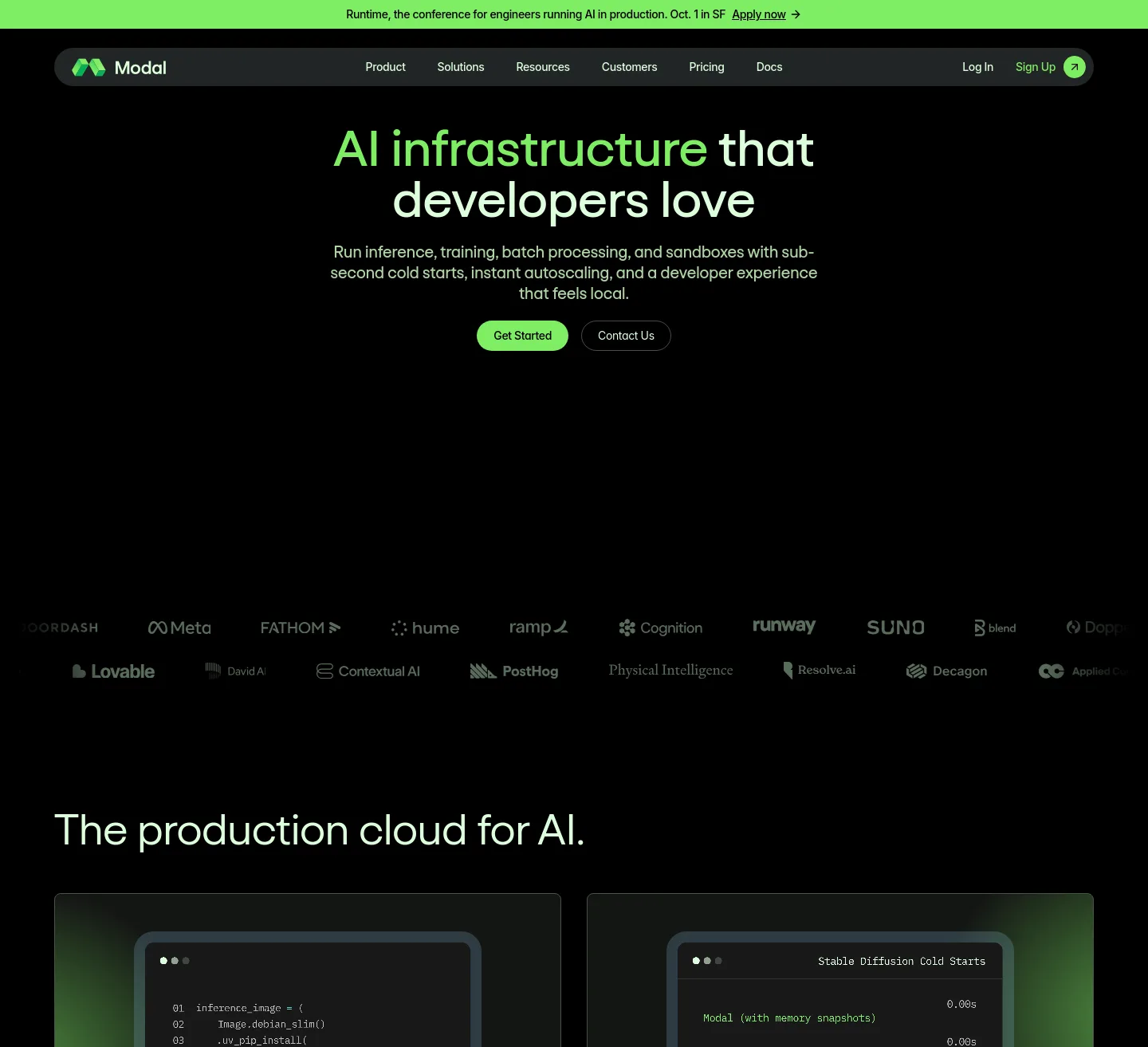 modal.com — a real The Trust Wall page