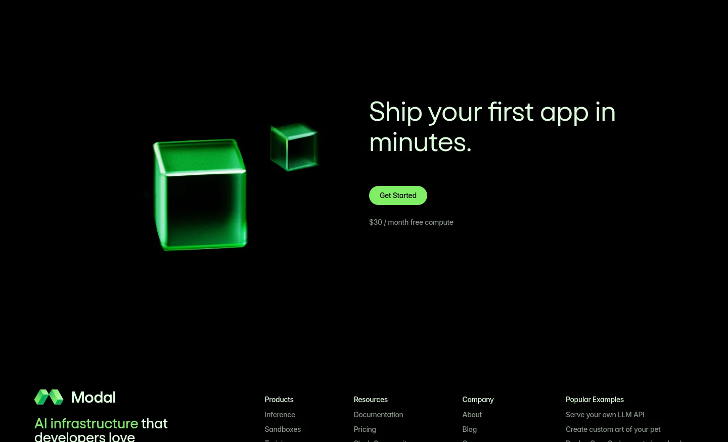 modal.com — a real CTA section