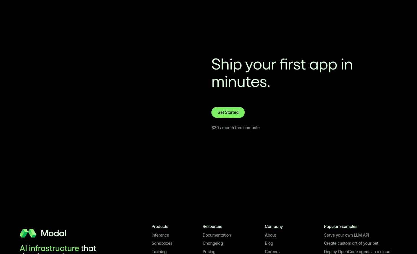 modal.com — a real CTA section