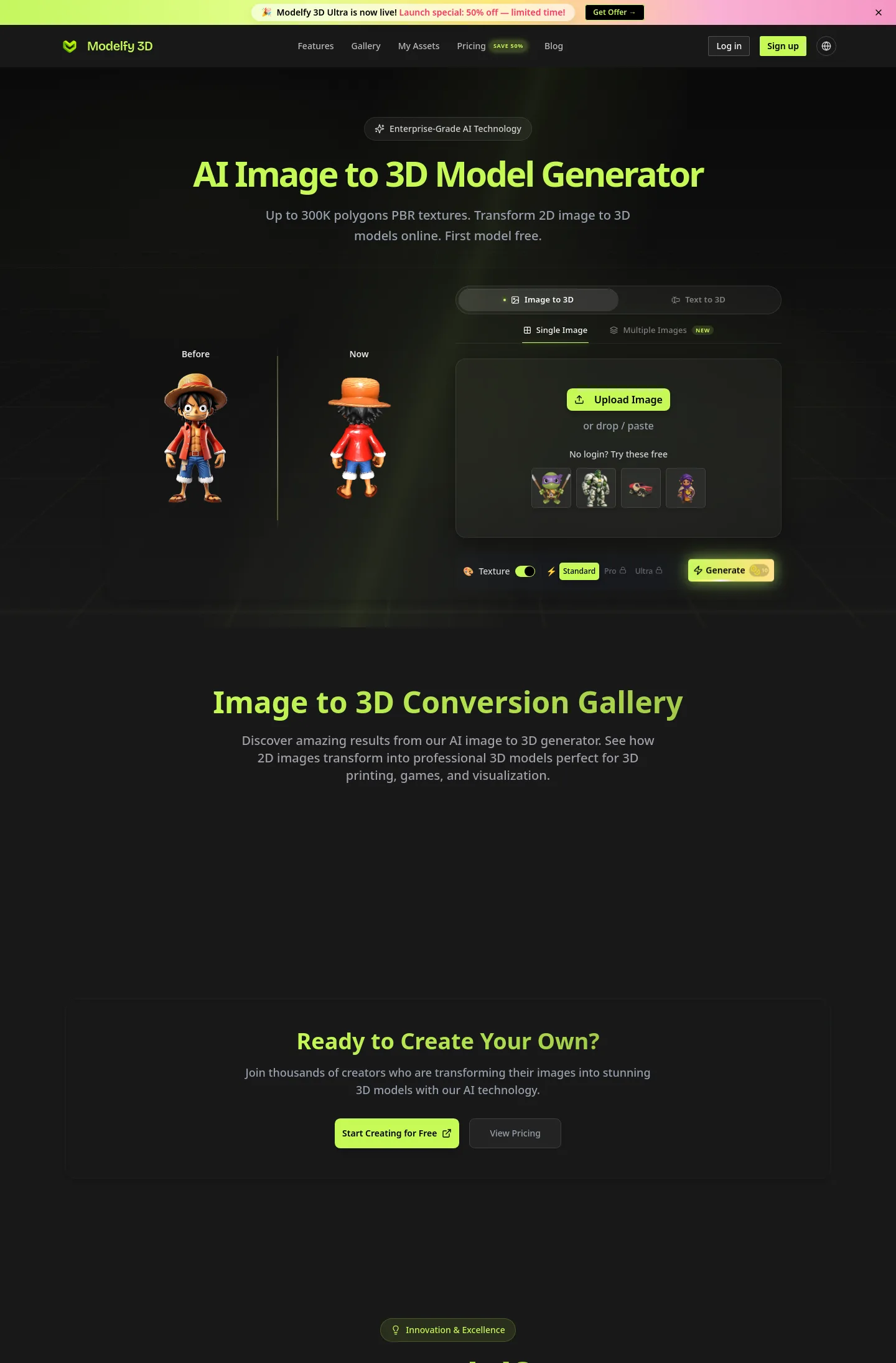 modelfy.art — a measured funnel