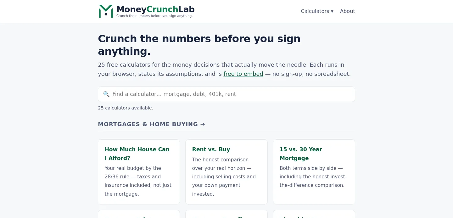 moneycrunchlab.com — a measured funnel