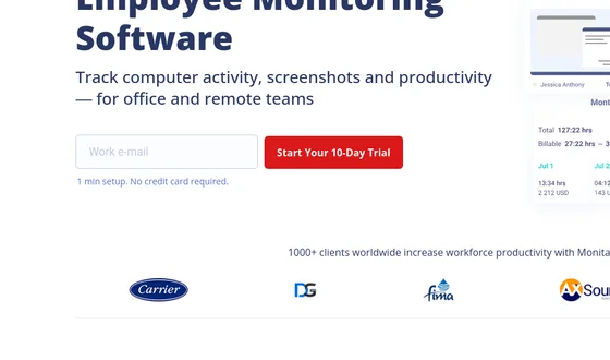 No credit card element from monitask.com