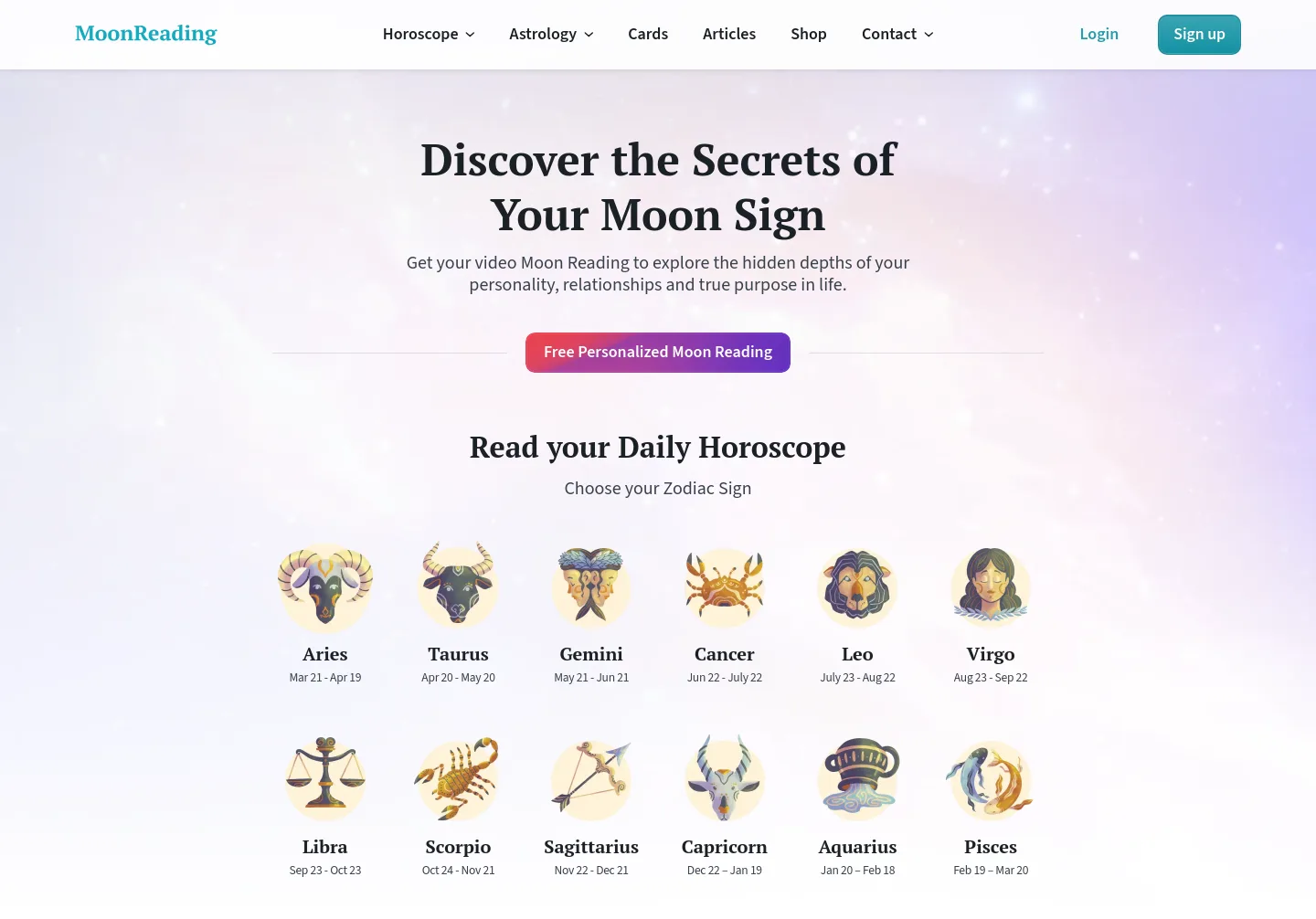 moonreading.com — Hero