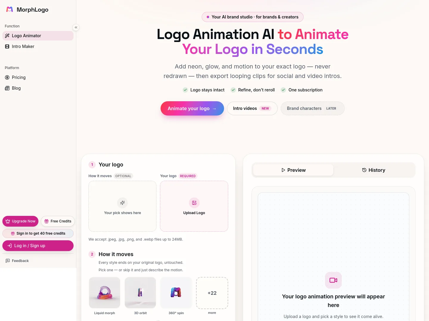 morphlogo.com — a measured funnel