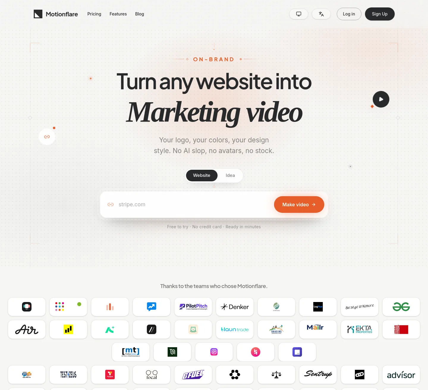 motionflare.ai — a measured funnel