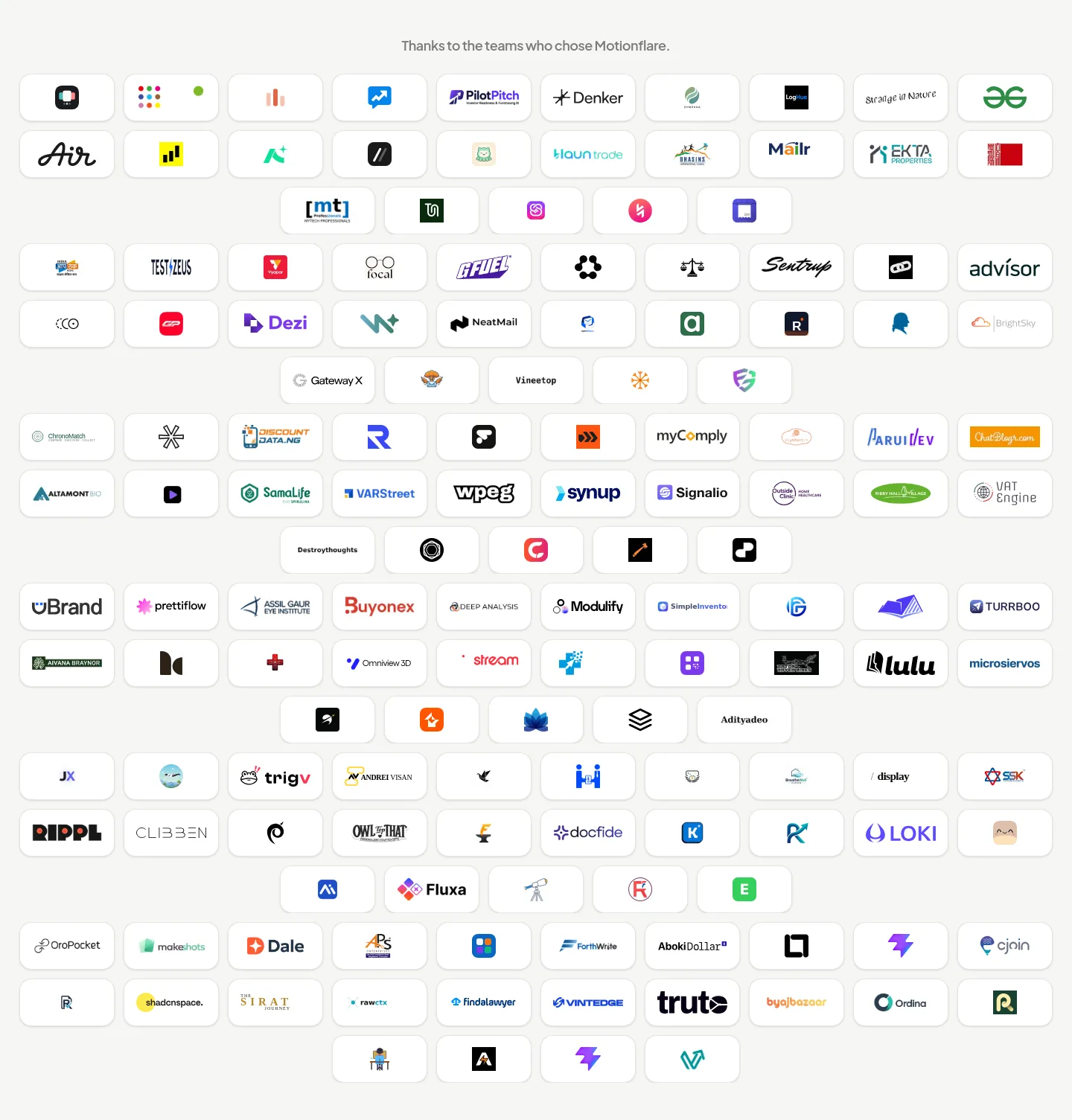 motionflare.ai Logo Wall section