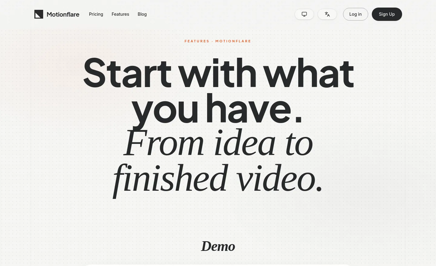 motionflare.ai Hero section