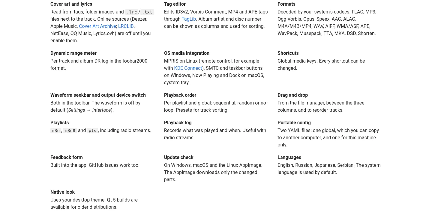 mpz-player.org — Features