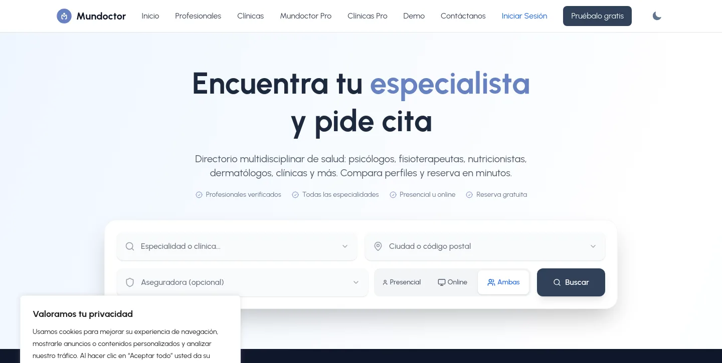 mundoctor.com — a measured funnel