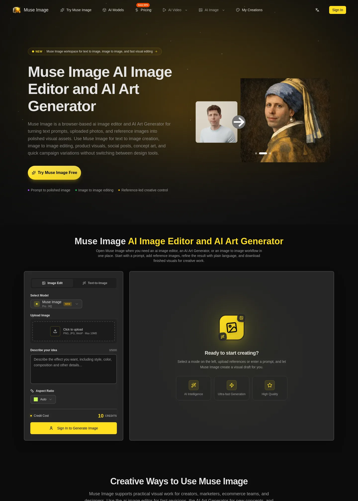 museimageai.pro — a measured funnel